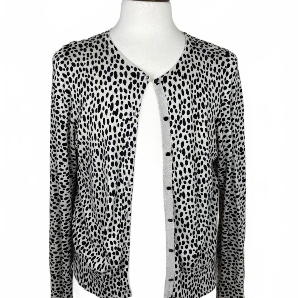 Ann Taylor, Chic Black and White Polka Dot Cardigan - XXL